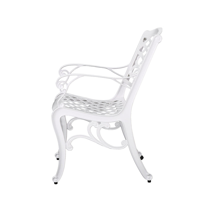 Unravel - Outdoor Arm Chair With Scroll Design And Floral Accents (Set of 2) - White