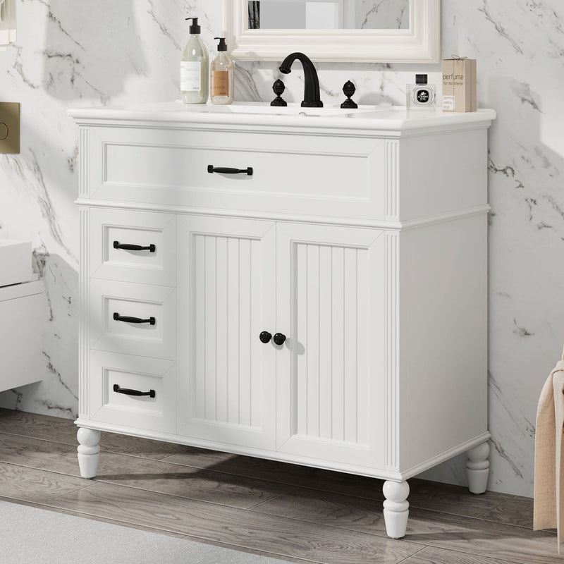 Bathroom Vanity With Sink, Freestanding Cabinet & Drawers