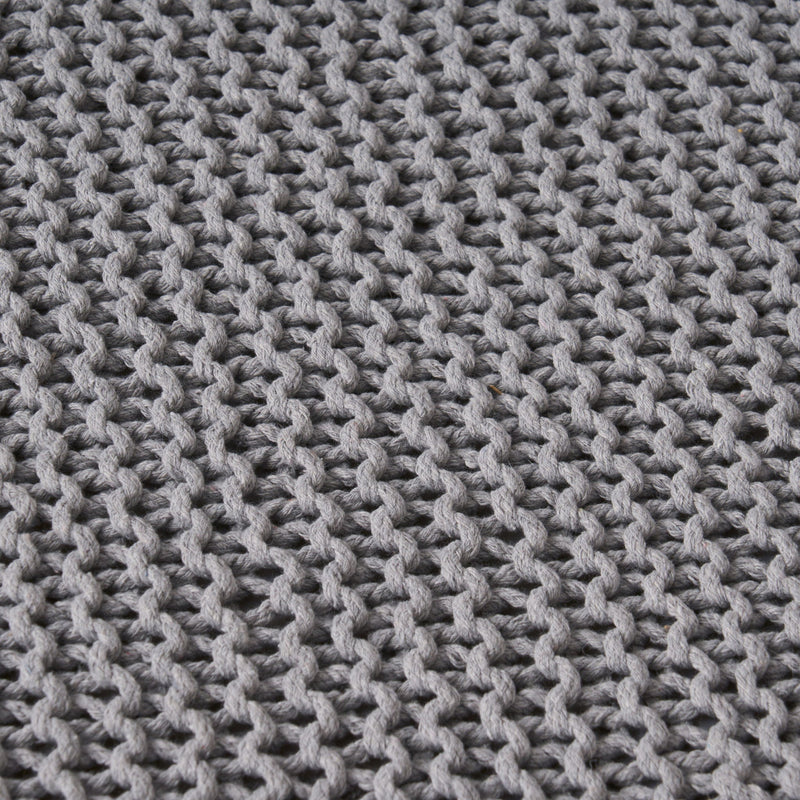 Chabani - Indoor Modern Knitted Fabric Cube Pouf Ottoman - Light Gray