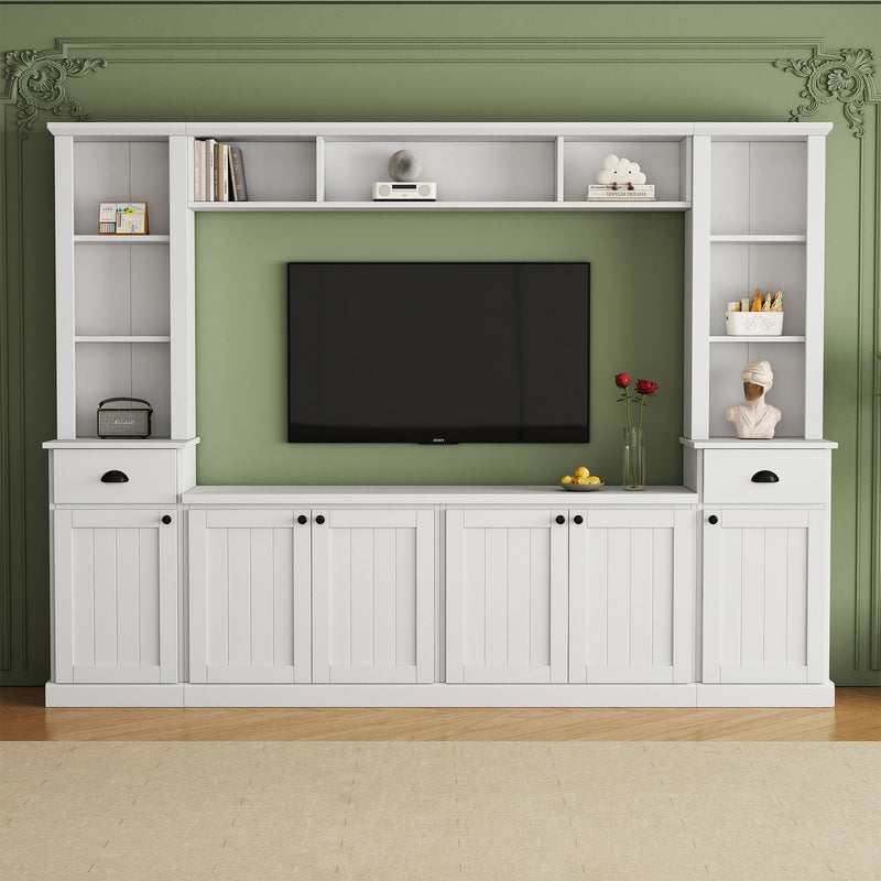 Minimalist Entertainment Wall Unit Set With Bridge For TVs Up To 75"