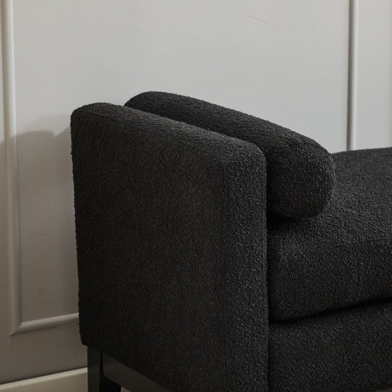 Upholstered End Of Bed Bench With Arms & 2 Bolsters For Bedroom