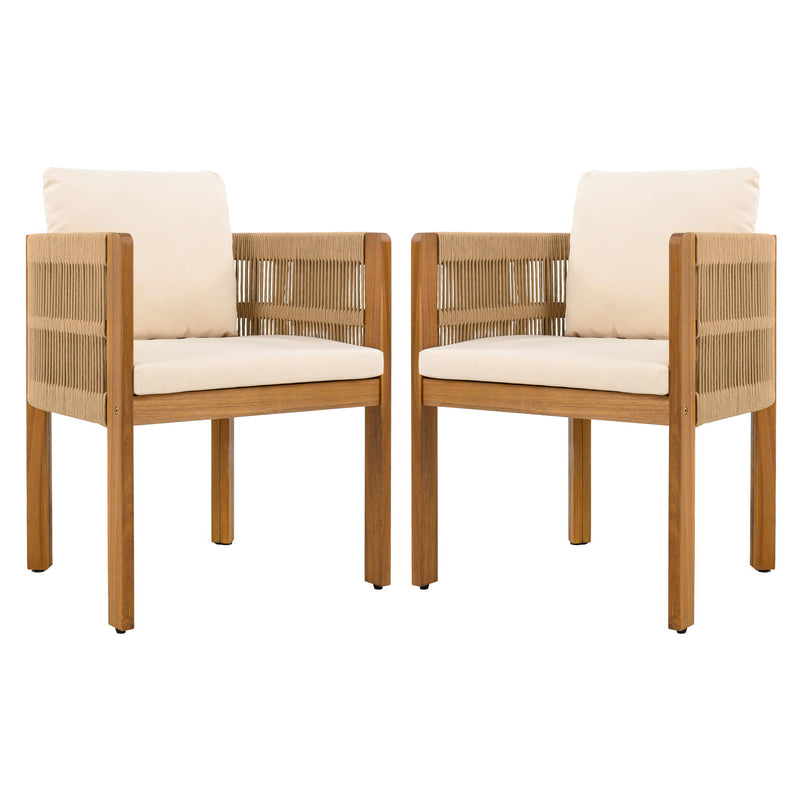 Outdoor Dining Chairs With Rope Handles (Set of 2)