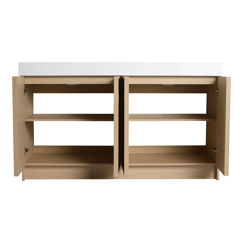Freestanding Bathroom Vanity With Resin Sink & Soft Close Cabinet Doors