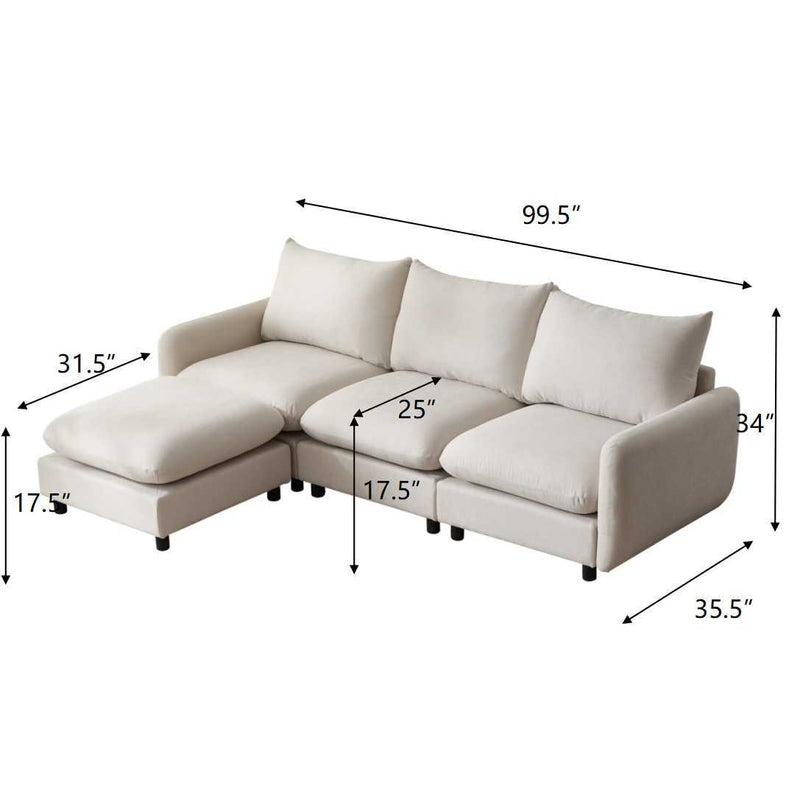 Oversize Modular Free Combination Sectional Sofa Couch With Ottoman For Living Room