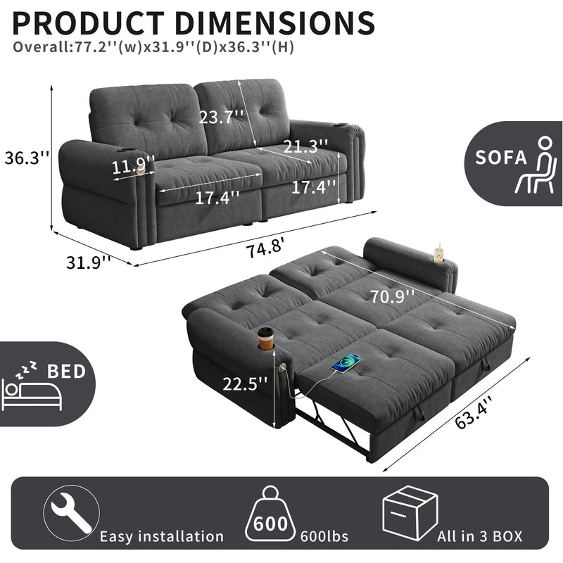 Cloud Like Convertible Sofa Bed With For Living Room