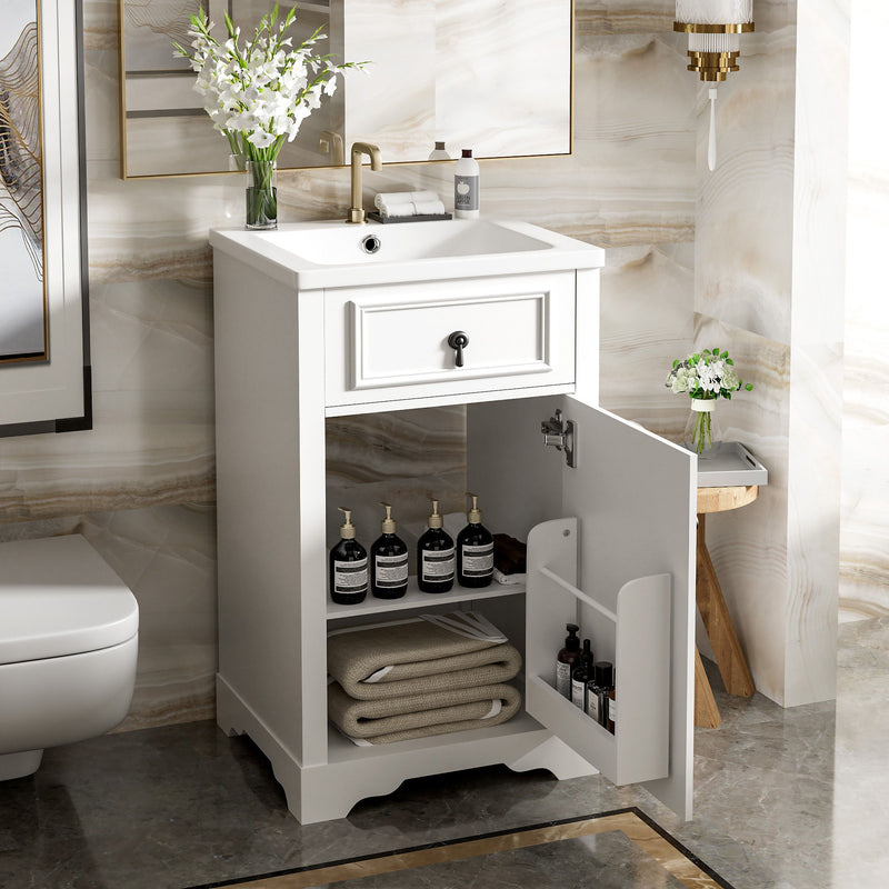 Elegant Bathroom Vanity With Ceramic Sink, Soft Close Door, Adjustable Shelf
