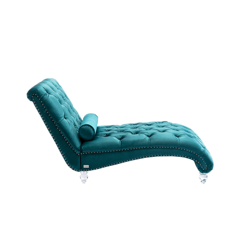 Chaise Lounge Indoor, Button Tufted Upholstered Chaise Lounge Chair With Pillow