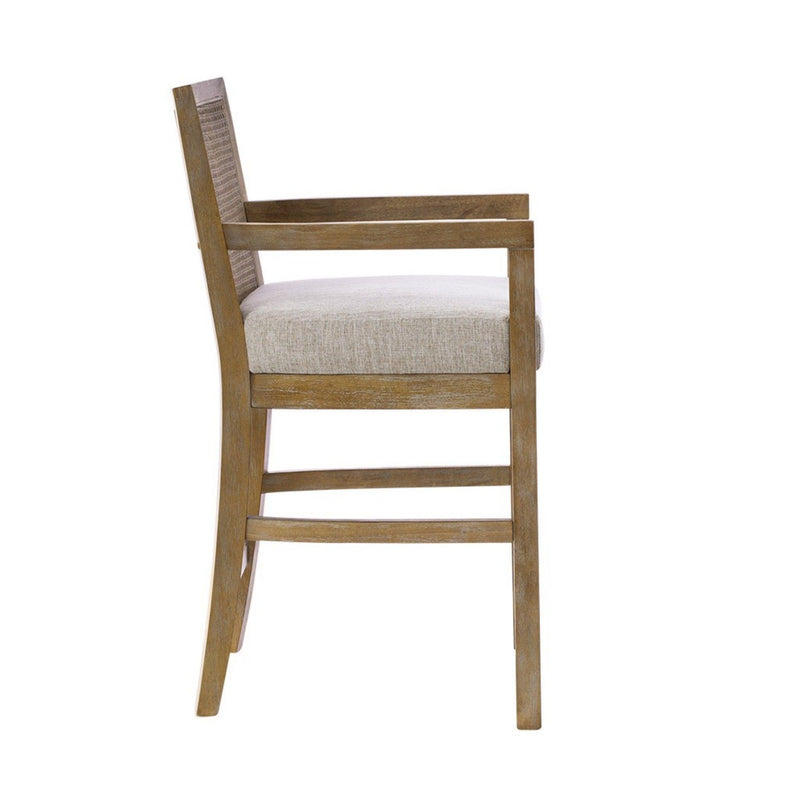 Cane Back Counter Stool With Upholstered Seat - Cream / Reclaimed Natural