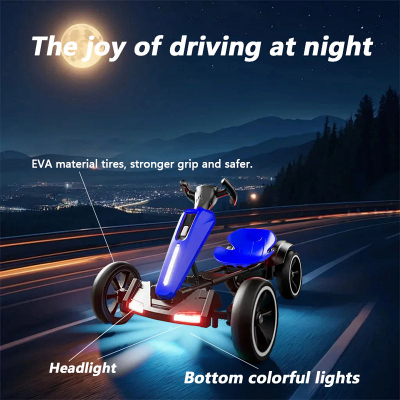 Electric Kids Pedal Go Kart With Adjustable Seat, Foldable Design
