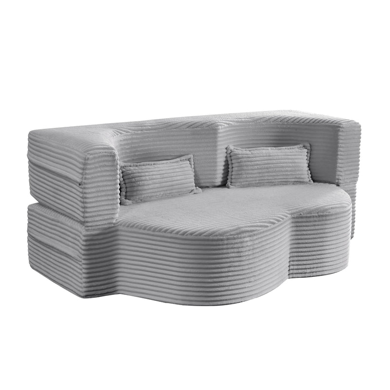 Floor Convertible Sleeper Sofa Bed With 2 Pillows