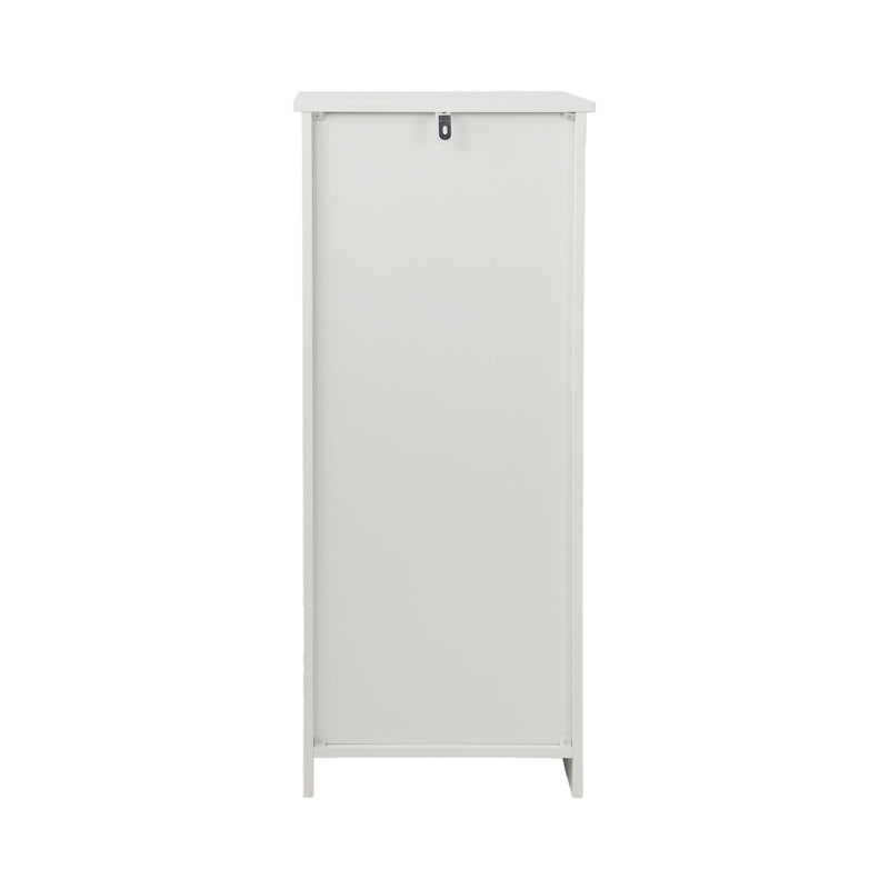 Louvered Door Bathroom Low Cabinet With Multi Layer Storage - White