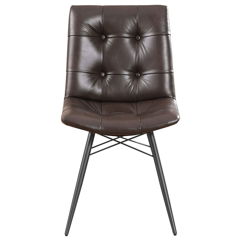 Back Dining Chairs With Button Tufting (Set of 4) - Brown