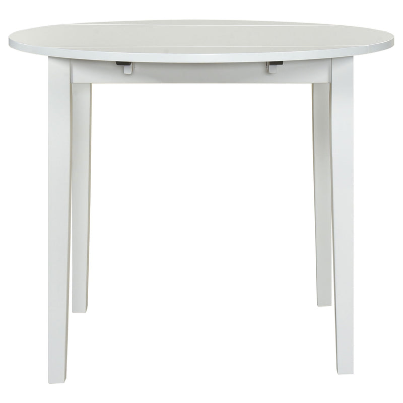 Cliff - 3 Piece Round Drop Leaf Dining Table Set With Ladderback Chairs - White