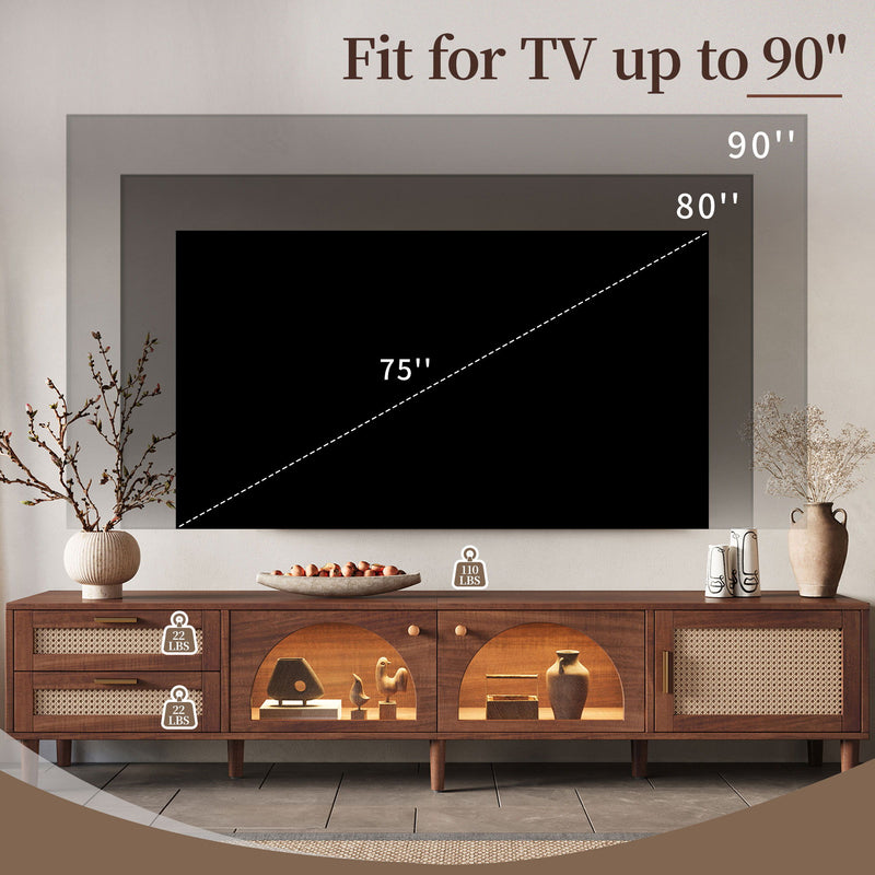 TV Stand With App-Controlled LED Lights, 2 Drawers & Door Storage