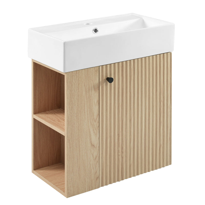 Modern Floating Bathroom Vanity With Ceramic Basin Perfect For Small Bathrooms