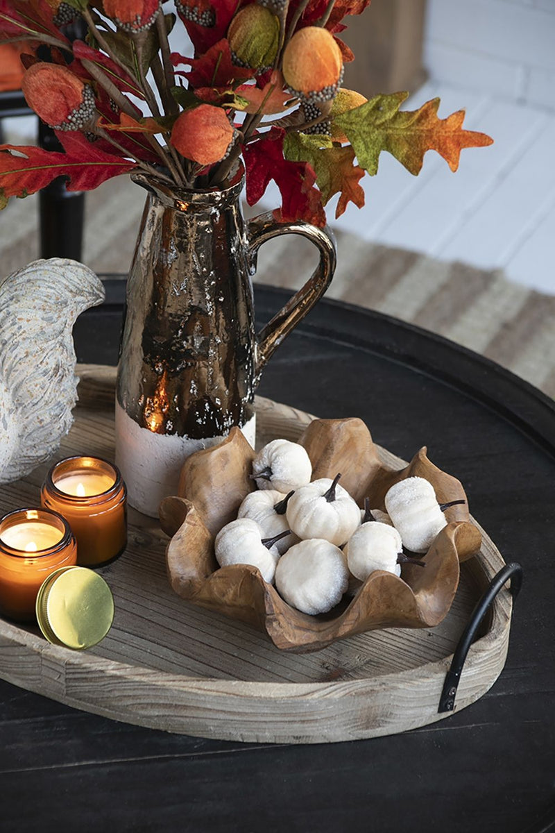 Velvety Pumpkin In Mesh Bag, Bag / 12, For Holiday Harvest Festival Fall Festival & Thanksgiving (Set of 4) - White
