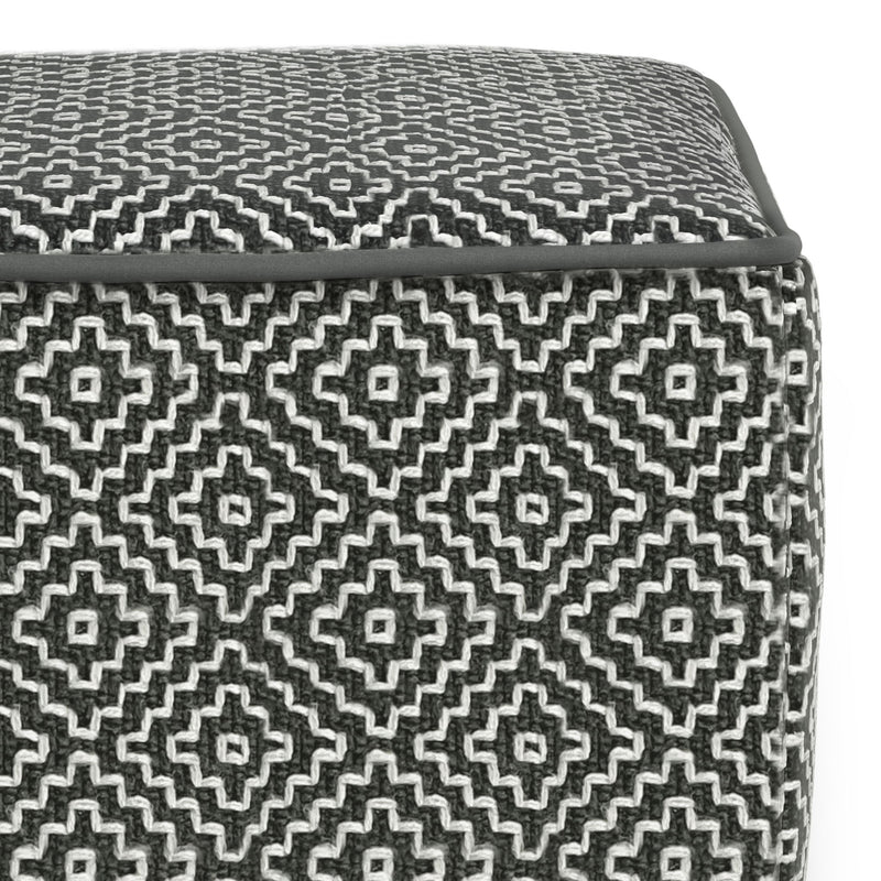 Briella - Square Woven Outdoor / Indoor Pouf - Gray
