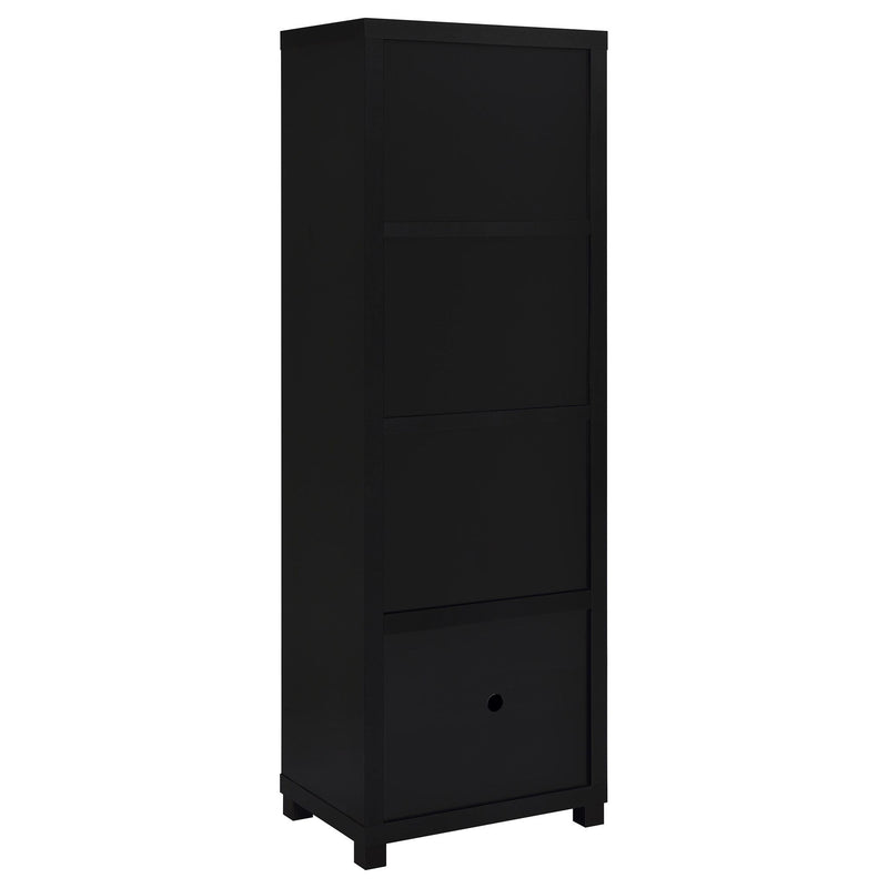 Sandl - 3 Shelf Media Tower With Cabinet Storage Solution - Black