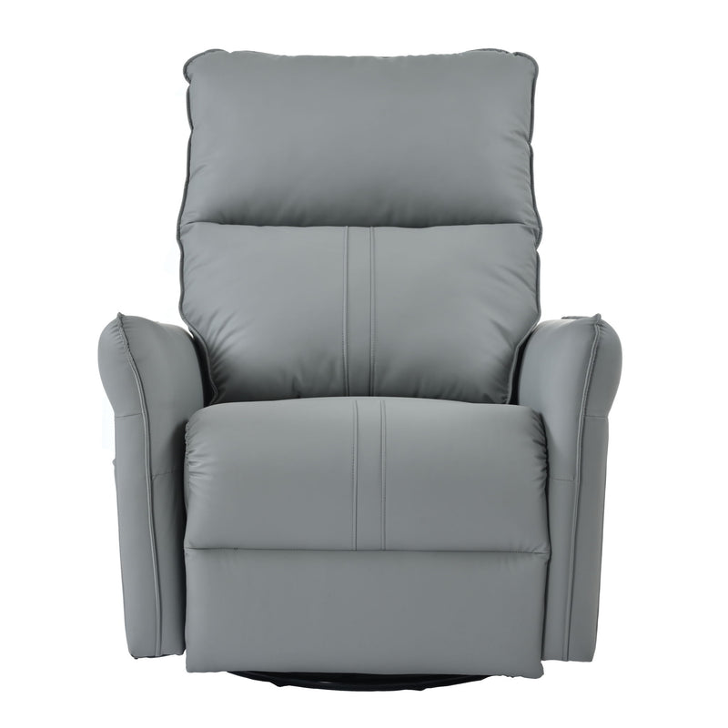 Power Swivel Rocker Recliner Chair, 270° Swivel Rocking Recliner Chair, Electric Small Recliners For Small Spaces, Single Sofa Recliner For Living Room - Blue / Gray