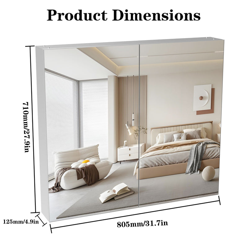 Medicine Cabinet, Wall Mounted Bathroom Mirror With Storage