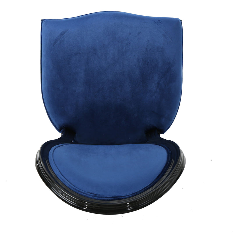 French Country Inspired Dining Chair With Iconic Round Backrest - Navy Blue