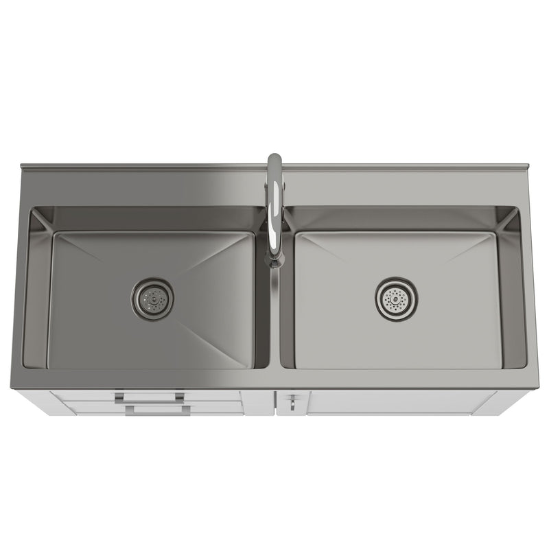 Shaker - Modern Wide Laundry Cabinet With Faucet And Sink - White