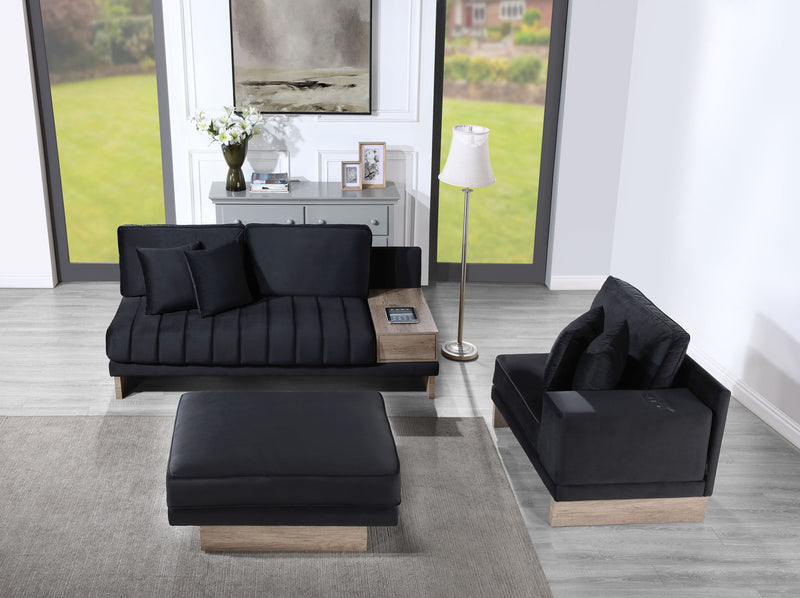 Memphis - Reversible Sectional Sofa Ottoman With Storage Compartment, Drawer, USB ports, Charging Outlets