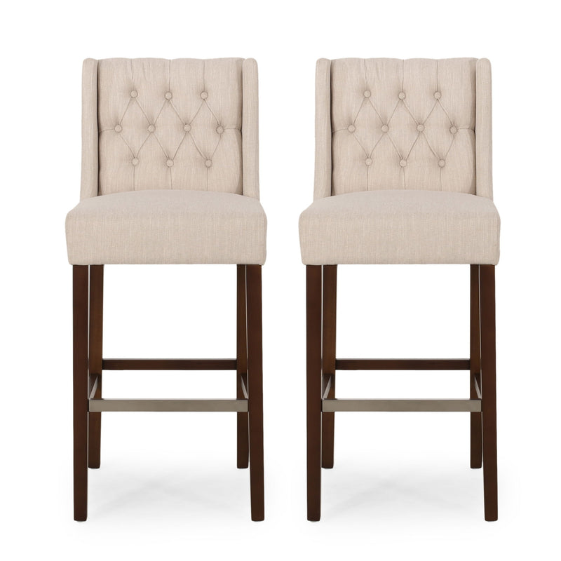 Solstara - Upholstered Dining Barstool With Button Tufted And Wing Back