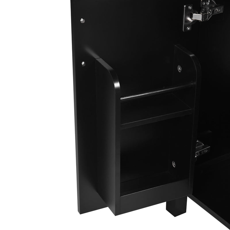 Elegant Bathroom Vanity With Ceramic Sink, Soft Close Doors And Drawers, Double Storage Racks