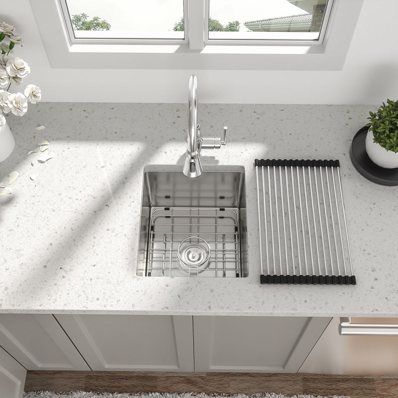 13" Undermount Kitchen Sink 16 Gauge Single Bowl - Brushed Nickel