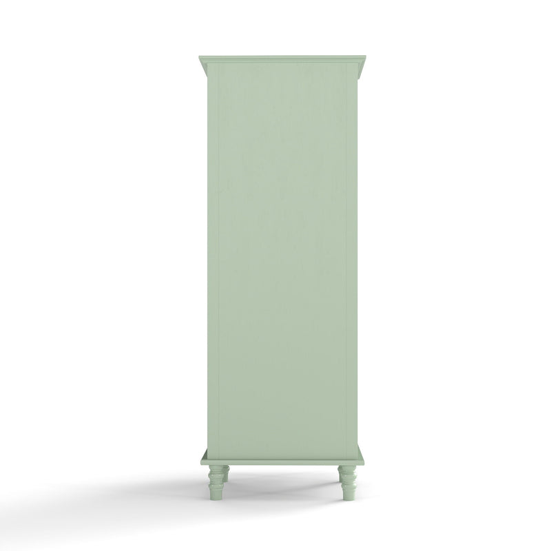 Minimalism Buffet Cabinet With Glass Doors And Double Drawer