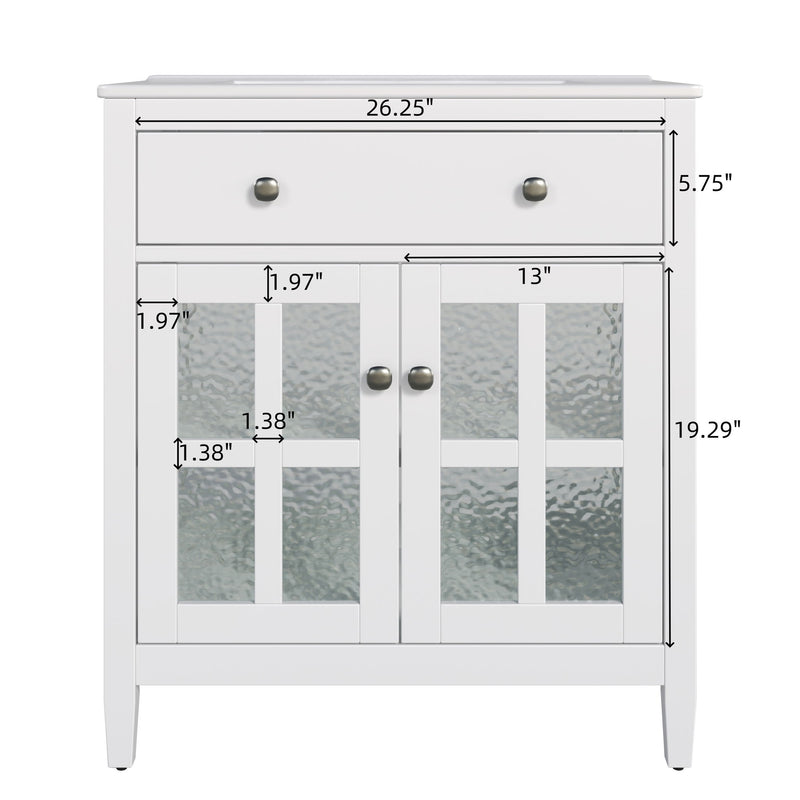 Bathroom Vanity With Ceramic Sink, Adjustable Shelf & Tip Out Tray