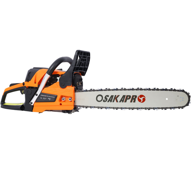 62Cc Gas Powered Chainsaw 22" 2 Cycle Petrol Handheld Chain Saw Epa Compliant For Wood Cutting Aluminium - Orange