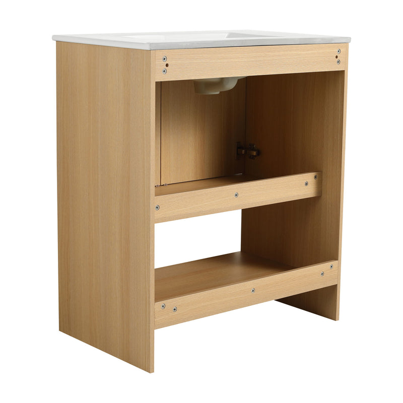 Modern Bathroom Vanity With Ceramic Sink, Freestanding Cabinet, Soft Closing Doors