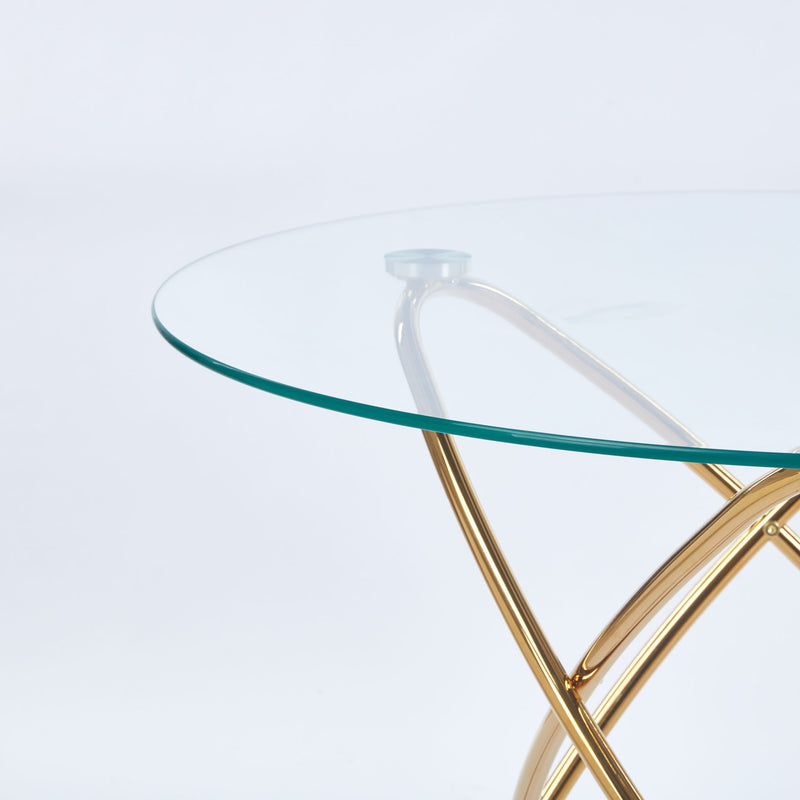 Metal Leg Dining Table With Tempered Glass Top
