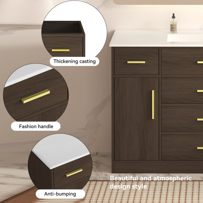 Bathroom Vanity With Abundant Storage 2 Soft Close Doors And 6 Drawers