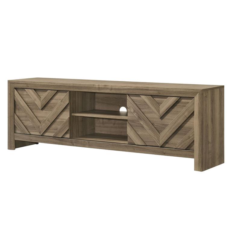 Chevron Patterned Living Room TV Stand - Light Brown