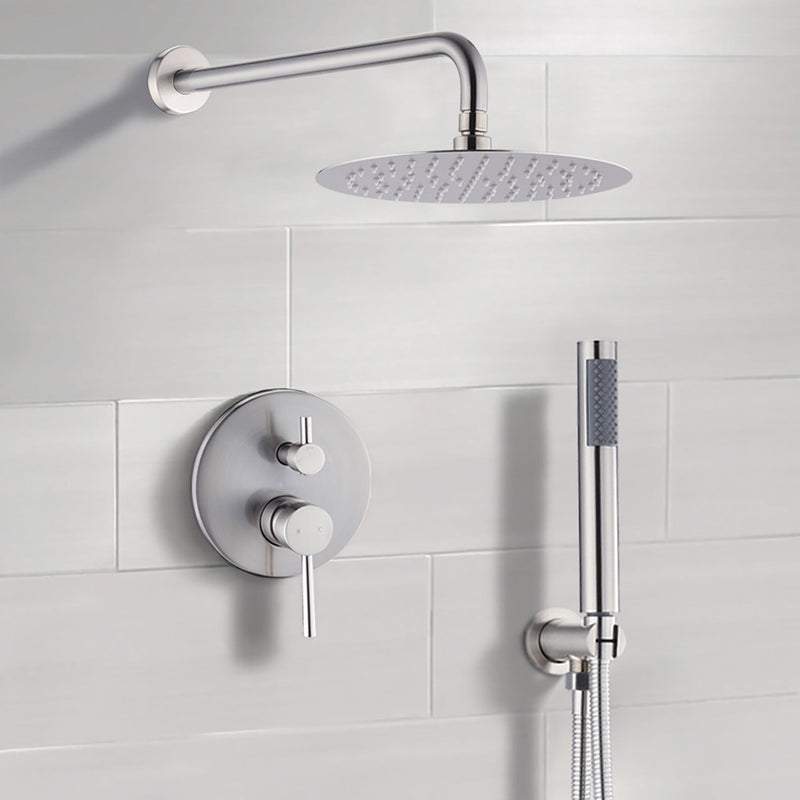 Elegant 10" Round Rain Shower Head And Handheld Set With Adjustable Tilt And Dual Modes