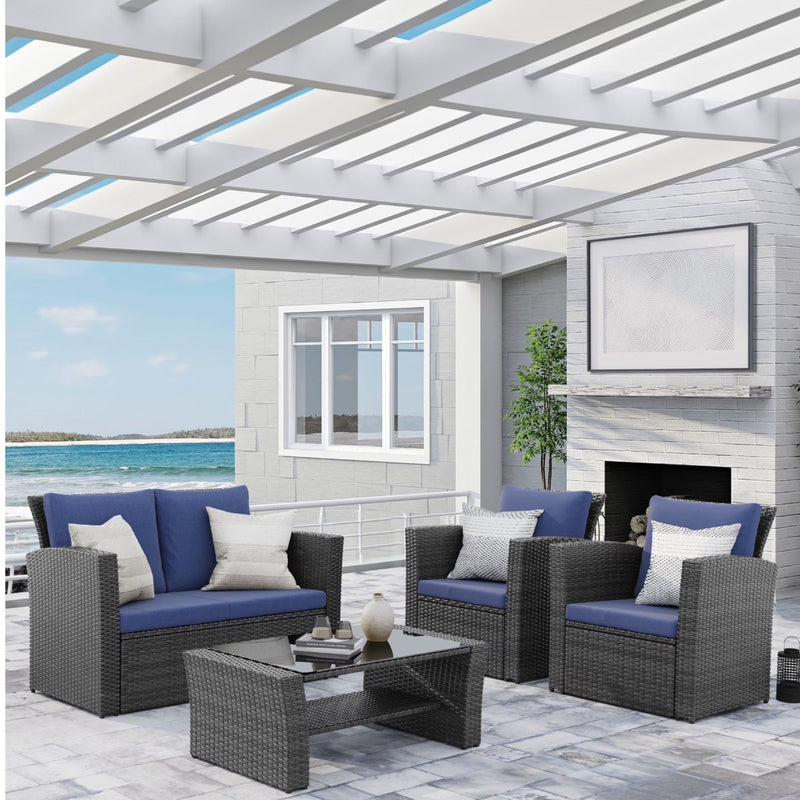 Modern Patio Set With Table And Cushions