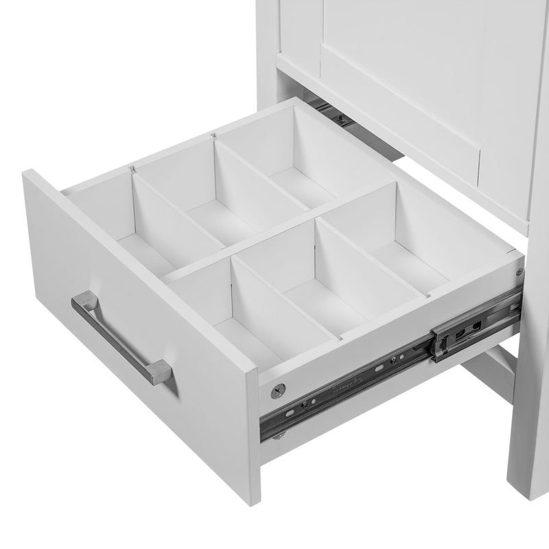 Bathroom Vanity With Ceramic Sink, Soft Close Drawers, Door Organizer, Divider Drawer, Adjustable Foot Pads