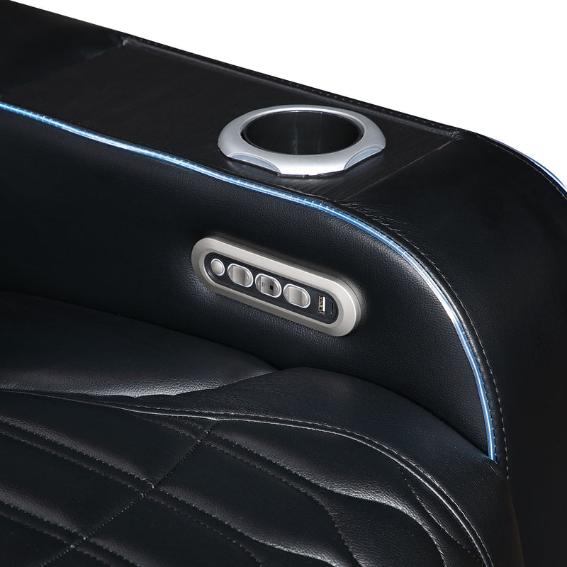 Electra - Power Reclining Loveseat With Power Headrests, Console, Speakers, Massage, LED Lighting And USB Control