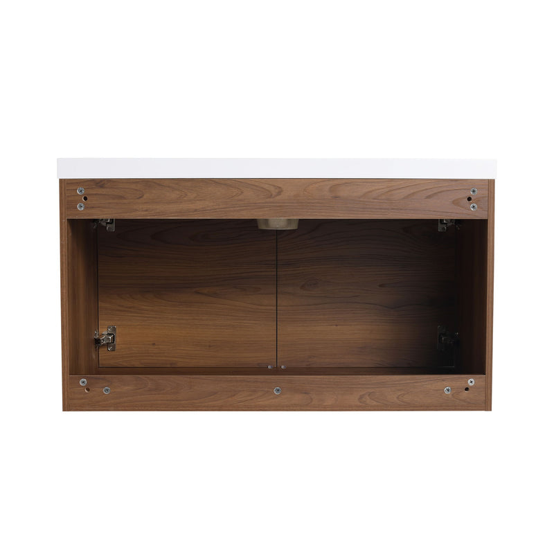 Bathroom Vanity Set With Resin Countertop Sink And 2 Doors, Engineered Wood