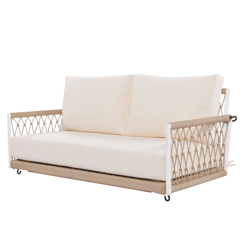 Outdoor Swing Sofa With Soft Cushions For Patio - Beige