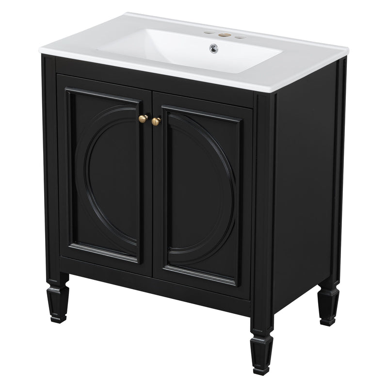 Bathroom Vanity With Sink With 2 Doors And Adjustable Shelf