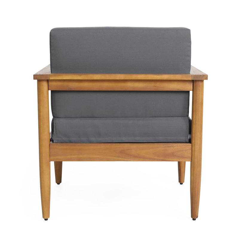 Outdoor Club Chair, Patio Chair With Teak Acacia Wood Frame - Dark Gray