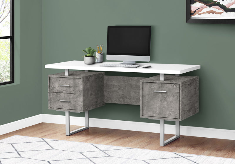 Computer Desk For Home Office, Laptop, Left, Right Set - Up, Storage Drawers, Modern - White