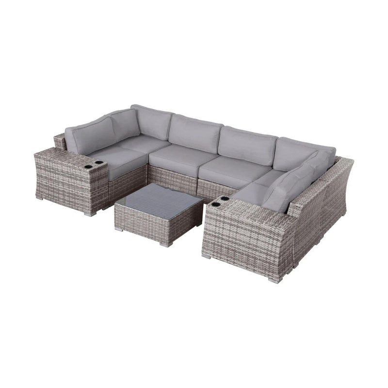 4 Person Patio Seating Set With Cushions, All Weather - Gray