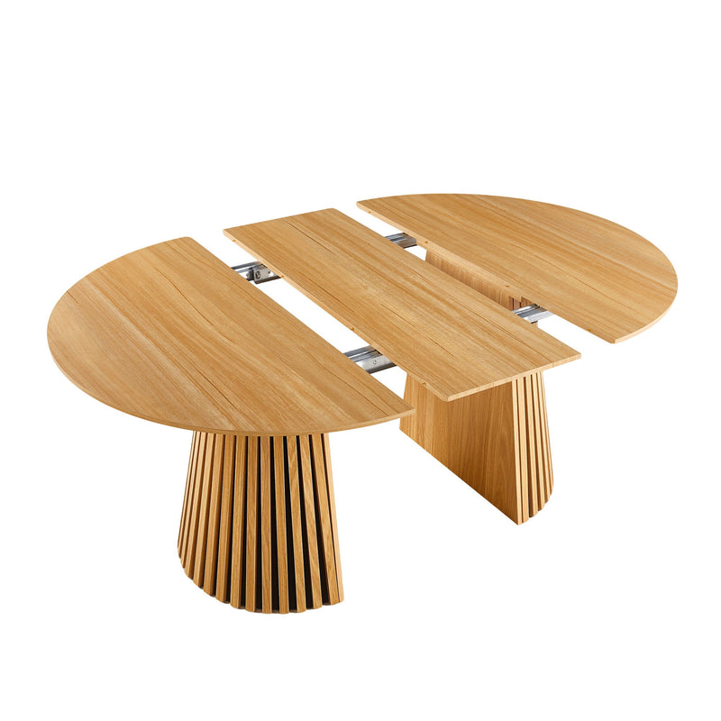 Extendable Pedestal Multifunctional Dining Table - Oak