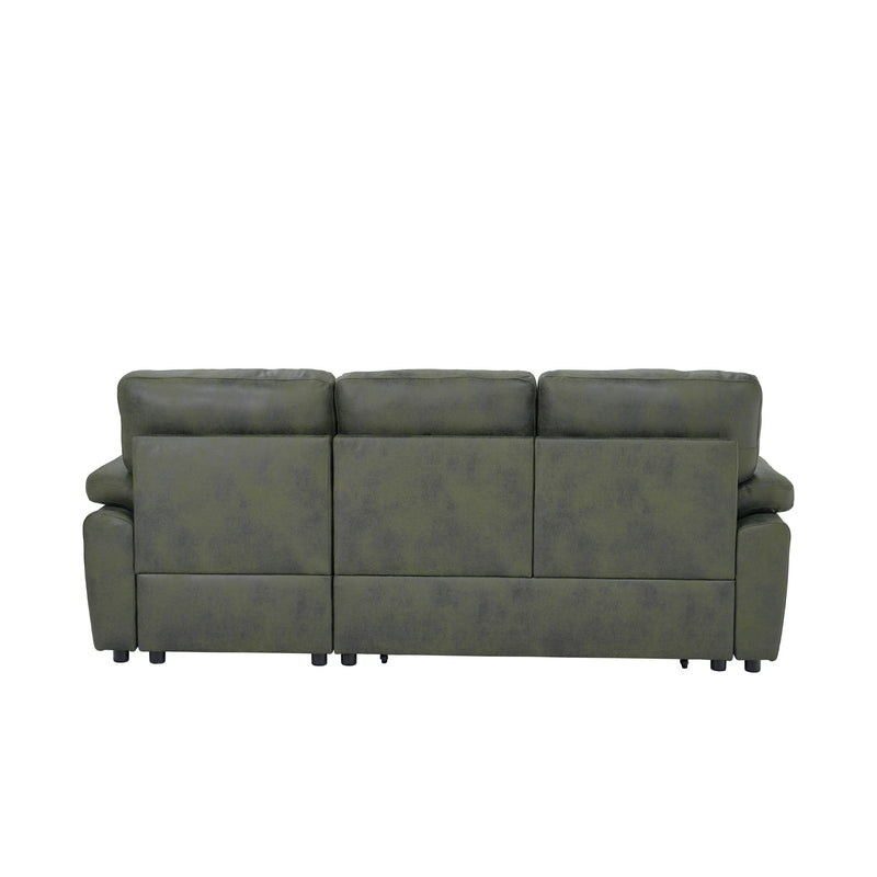Convertible L - Sectional Sofa Bed With Storage Chaise And Padded Armrests