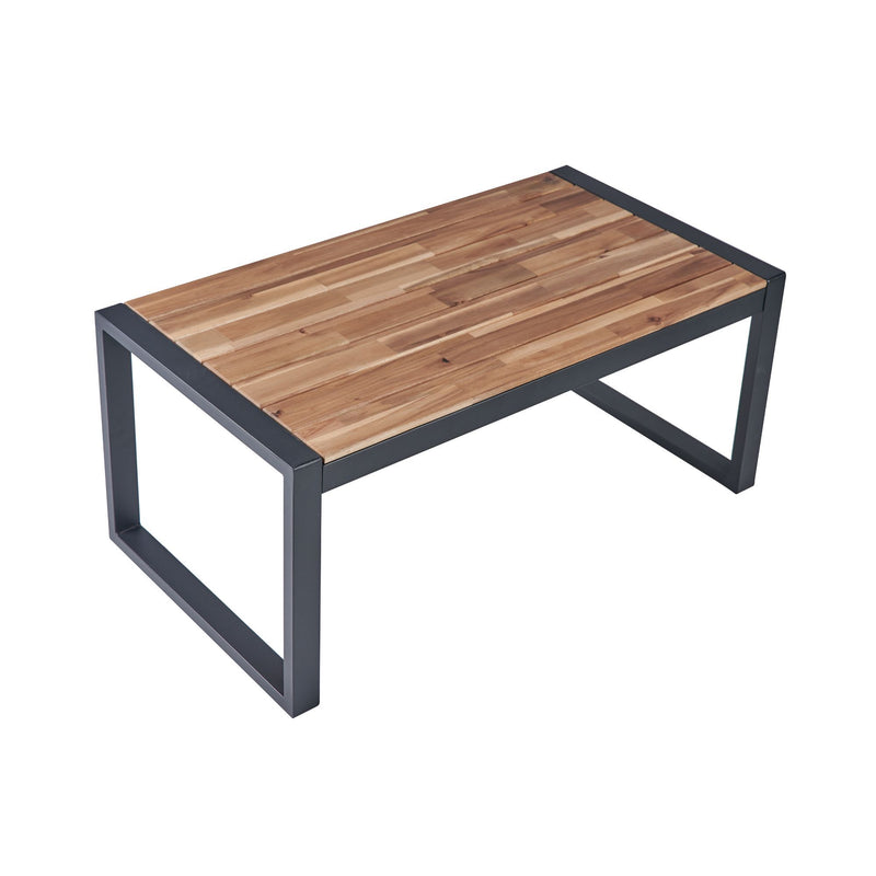 4 Piece Patio Furniture Set With Acacia Wood Table Top And Cushions